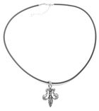 1 Lederband mit Königslilie Silberfarbend als Halsband