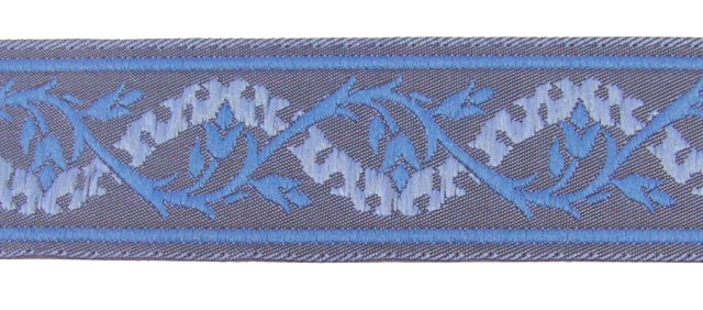 10m Mittelalter Borte Webband 35mm Breit Farbe Grau Blau